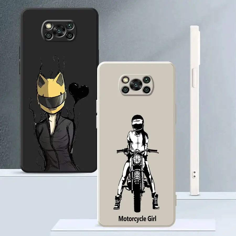 Чехол для Xiaomi Poco F4 F5 F3 X4 X3 Pro X3 NFC Soft Cover Motorcycle Girl