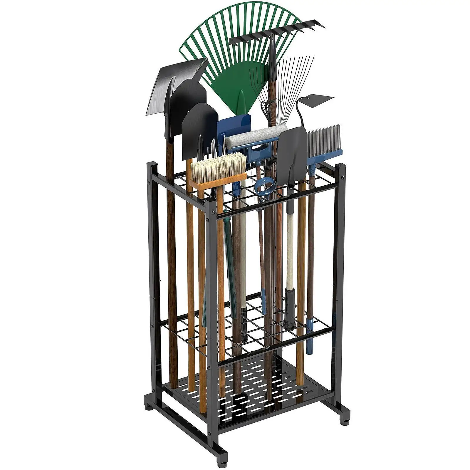 

Garden Tool Organizer Tool Shelf Space Saving Utility Rack Garden Tool Racks Shovels Rakes Hanger for Shed Yard Lawn Outdoor