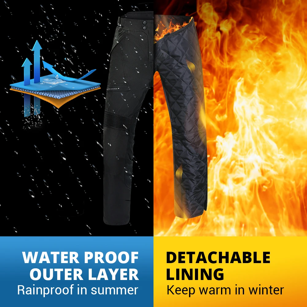 Waterproof Motorcycle Pants Men Motorbike Trousers Built in CE Protectors Warm Waterproof Off-road Motocross Pants