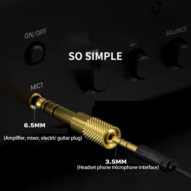 Audio 6,5 auf 3,5 Adapter Mikrofon Mikrofon Headset 3,5 mm Buchse auf 6,35 Stecker klein auf groß – Detail 3