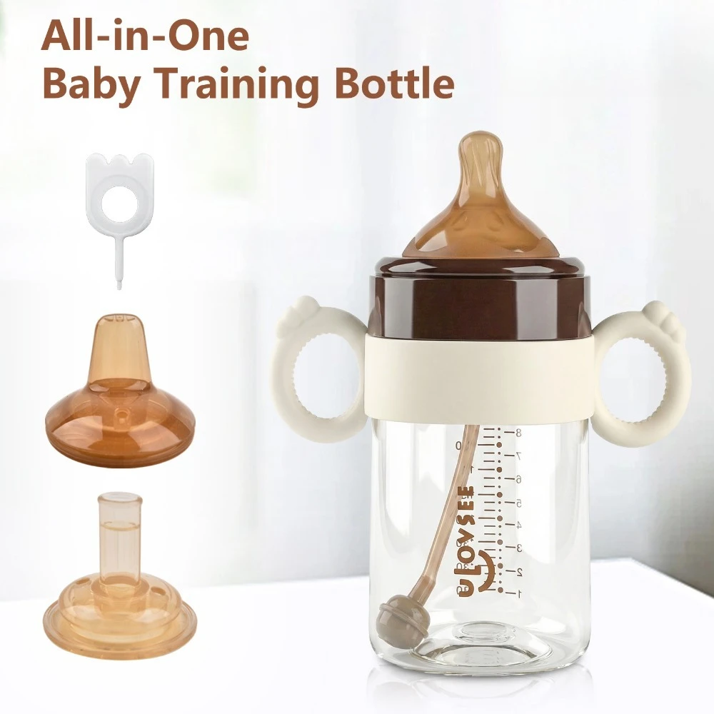 

PPSU Baby Training Bottle 240ml 300ml with Handle Gravity Ball Straw Wide Neck Infant Feeding Bottle PPSU Wide Neck Baby Bottle