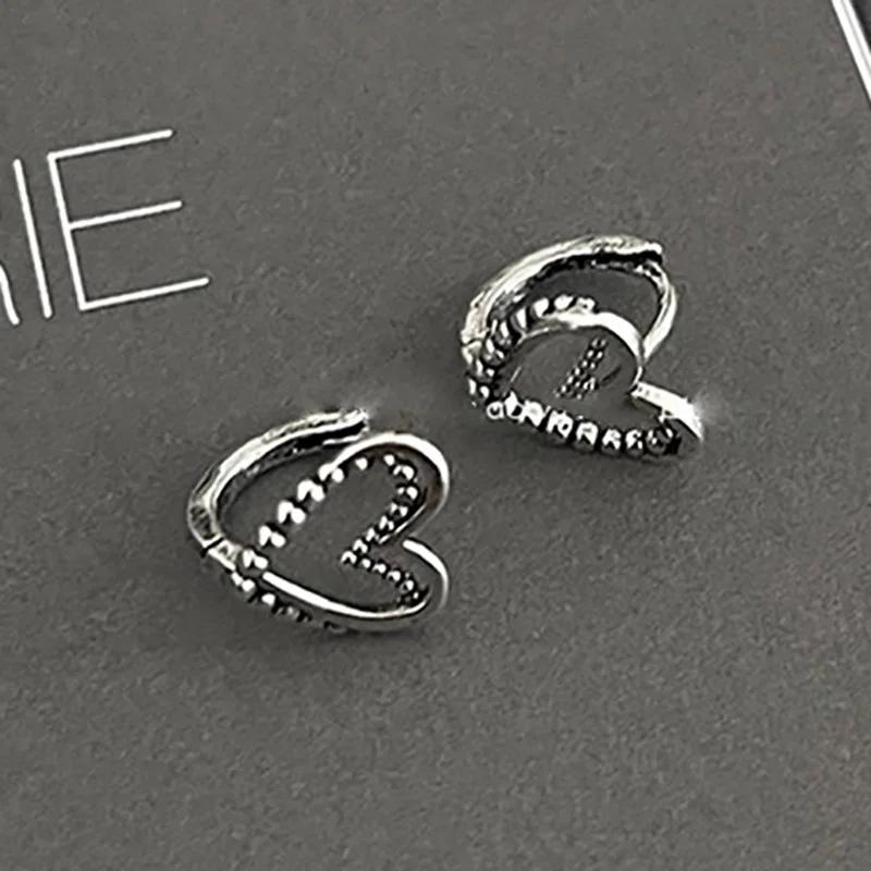 Foxanry Prevent Allergy Hollow LOVE Heart Earrings for Women Fashion Vintage Punk Double-layered Geometric Ear Party Jewelry image 3