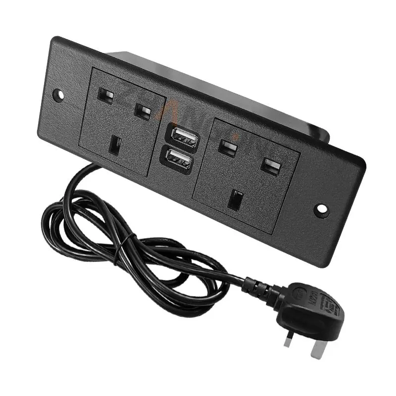 Imagem -02 - Soquetes Escondidos Desktop Elétricos Reino Unido Tabela Encaixada Mobília de Escritório Soquete Tomadas ac 110260v Usb 5v 2.1a 13a 2500w