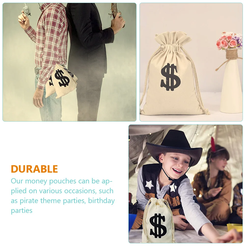 6 Pcs Dollar Sign Money Bag Party Decorative Storage Pouch for Sack Themed Props Bags Cotton Carrying Stage Performance