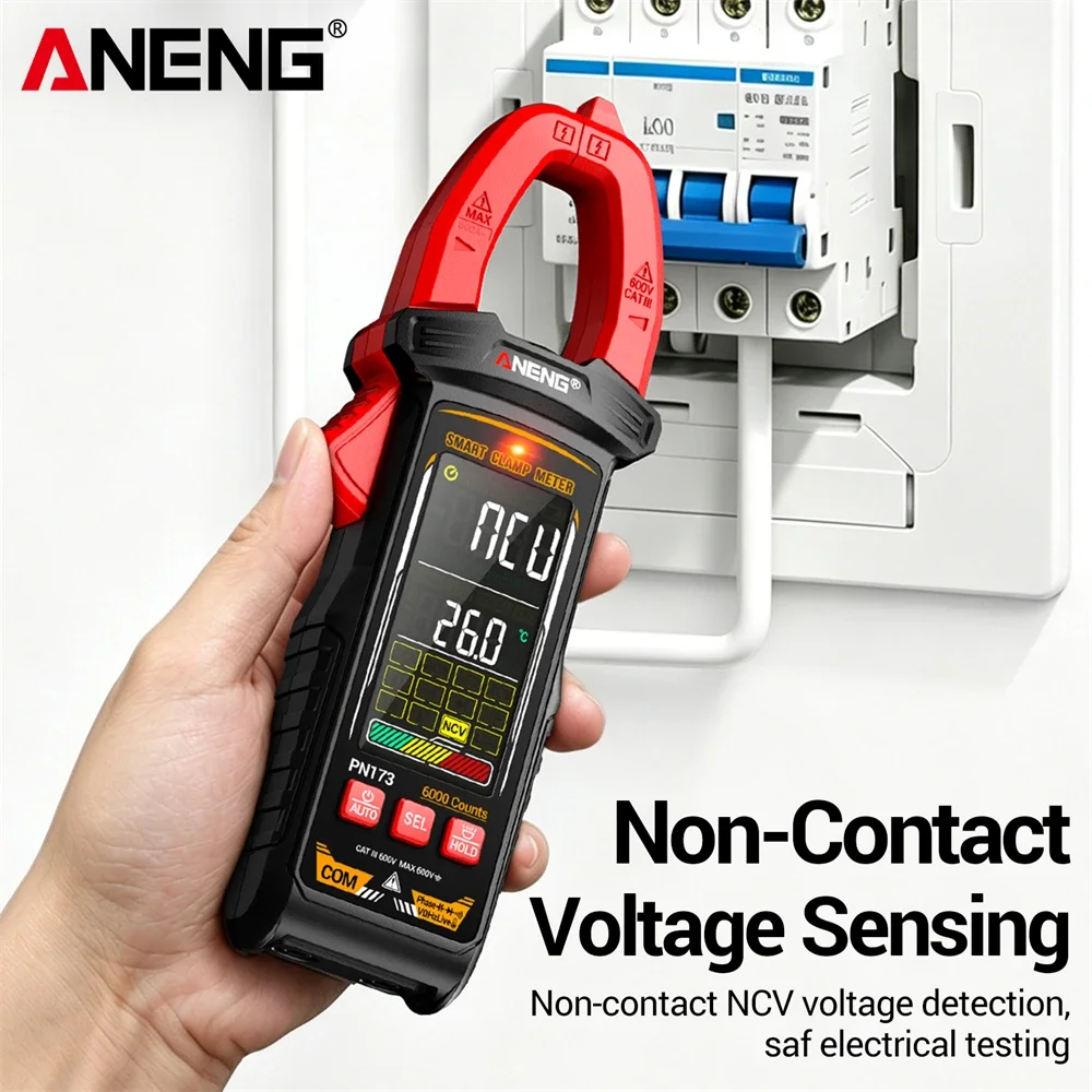 Multimeter 600A High Current Clamp Meter Non-Contact Voltage 6000 Counts Phase Sequence Voltmeter Ammeter Detection ANENG PN173