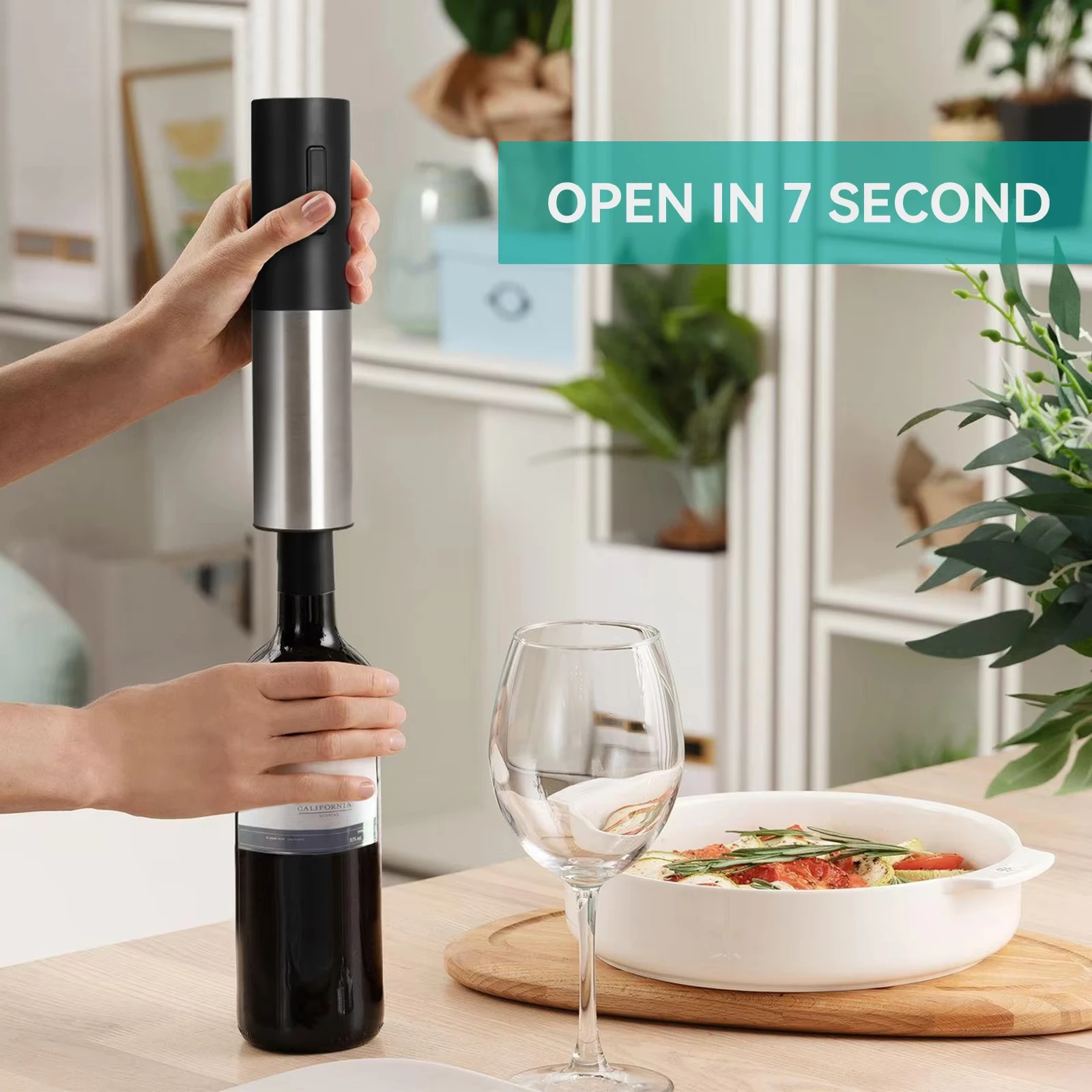 Juego de abridor de vino eléctrico recargable, sacacorchos automático de acero inoxidable, Kit de abridor de botellas de vino tinto de 4 piezas para Bar y cocina