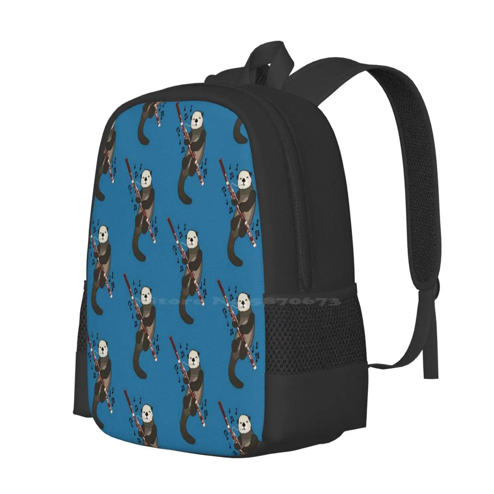 Bassoon Sea Otter Bag Backpack For Men Women Girls Teenage Bassoon Sea Otter Sea Otter Playing The Bassoon Cute Sea Otters