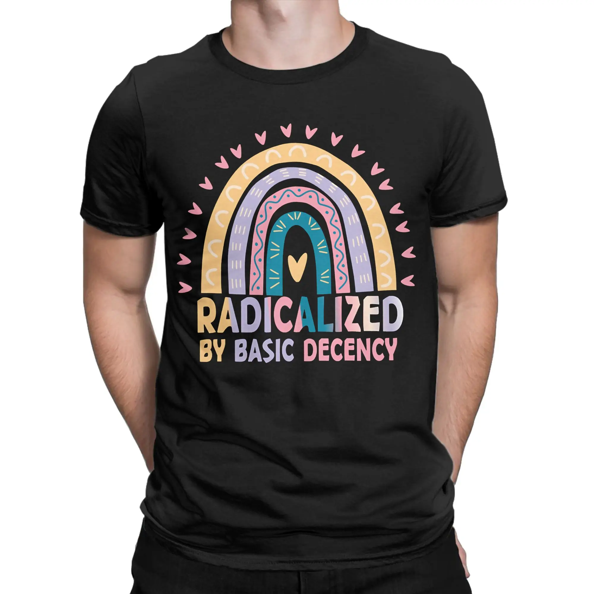 Men Women's Radicalized by Basic Decency T Shirt  Pure Cotton Clothes Novelty Short Sleeve O Neck Tees Gift Idea T-Shirts