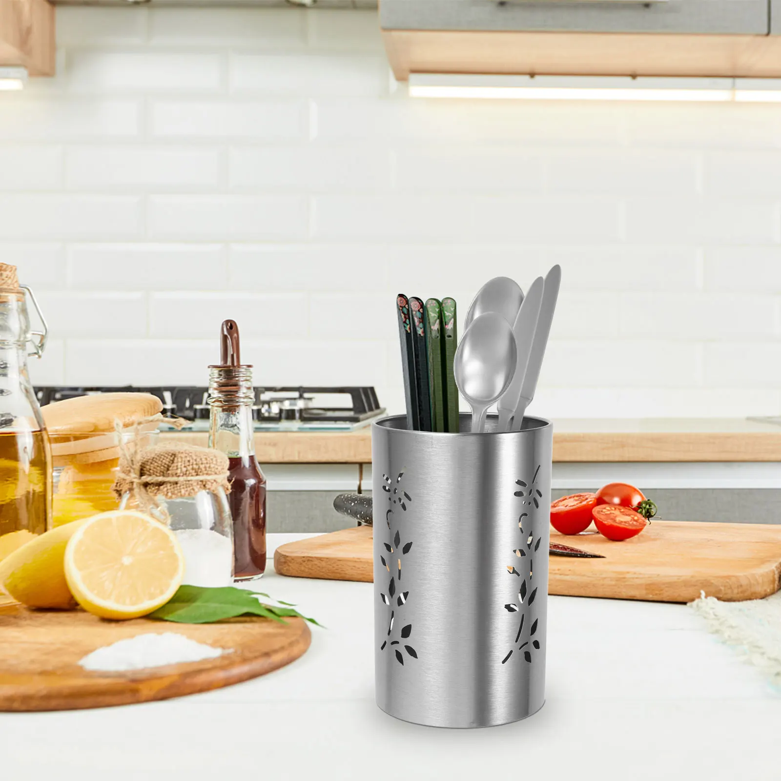 

1pcs Stainless Steel Chopstick Holder Spoon Storage Organizer Kitchen Utensil Container Multifunctional Easy Cleaning