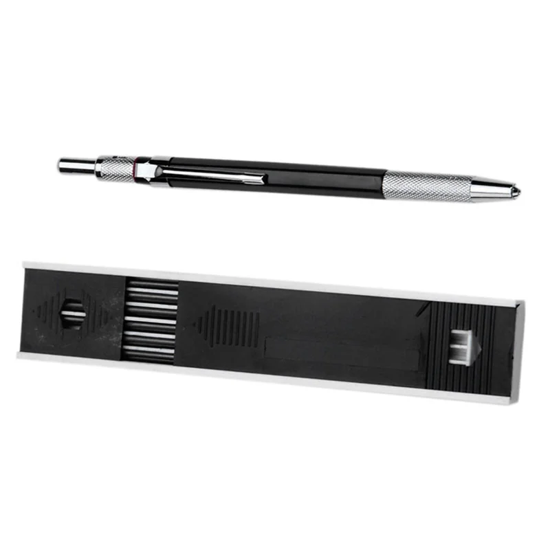 4 szt. Ołówków automatycznych 2.0 mm do rysowania, szkicowania, prac stolarskich i artystycznych z 48 wkładami - czarne