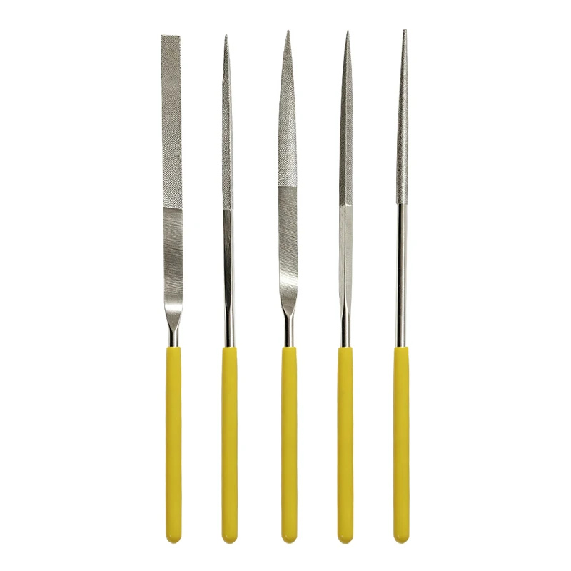 LODESTAR L614305 Diamond File Set 5Pcs Medium Grain 3×80mm Mini Diamond Needle Files For Metal Jewelry Polishing