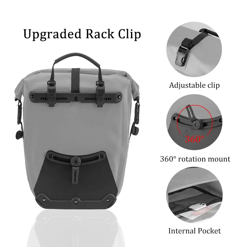 Bike Panniers Waterproof Bike Rear Rack Bag Max 30L Large Capacity Bike Rear Panniers for Cycling Traveling Commuting