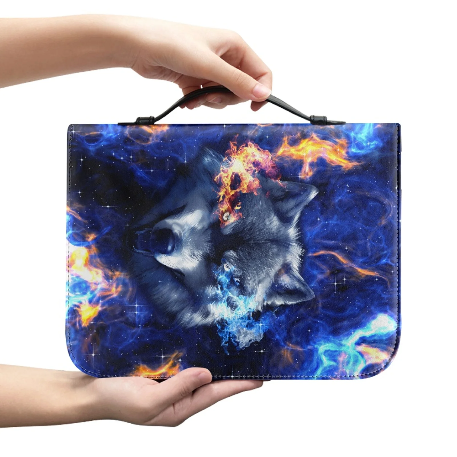 XIXIRIMIDO Fire Wolf 2026 Trending Church Bible Bag PU Leather Waterproof Bible Case for Outdoor