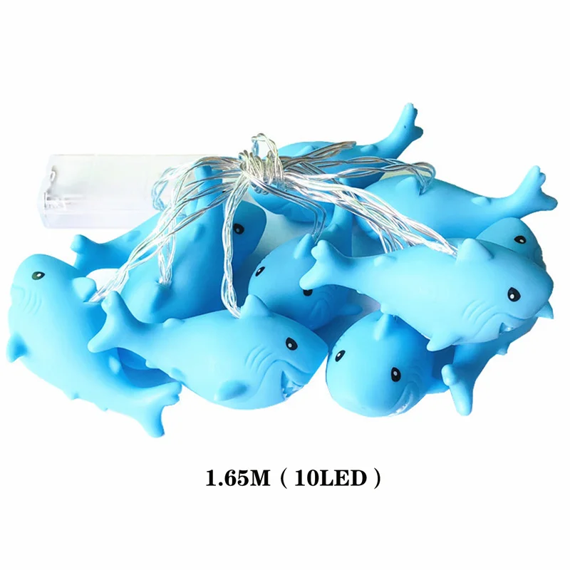 LED String Light birthday Party Decorations For Child Room Lamp Garland 10pcs Shark lights Baby Shower Decor Wedding Supplies