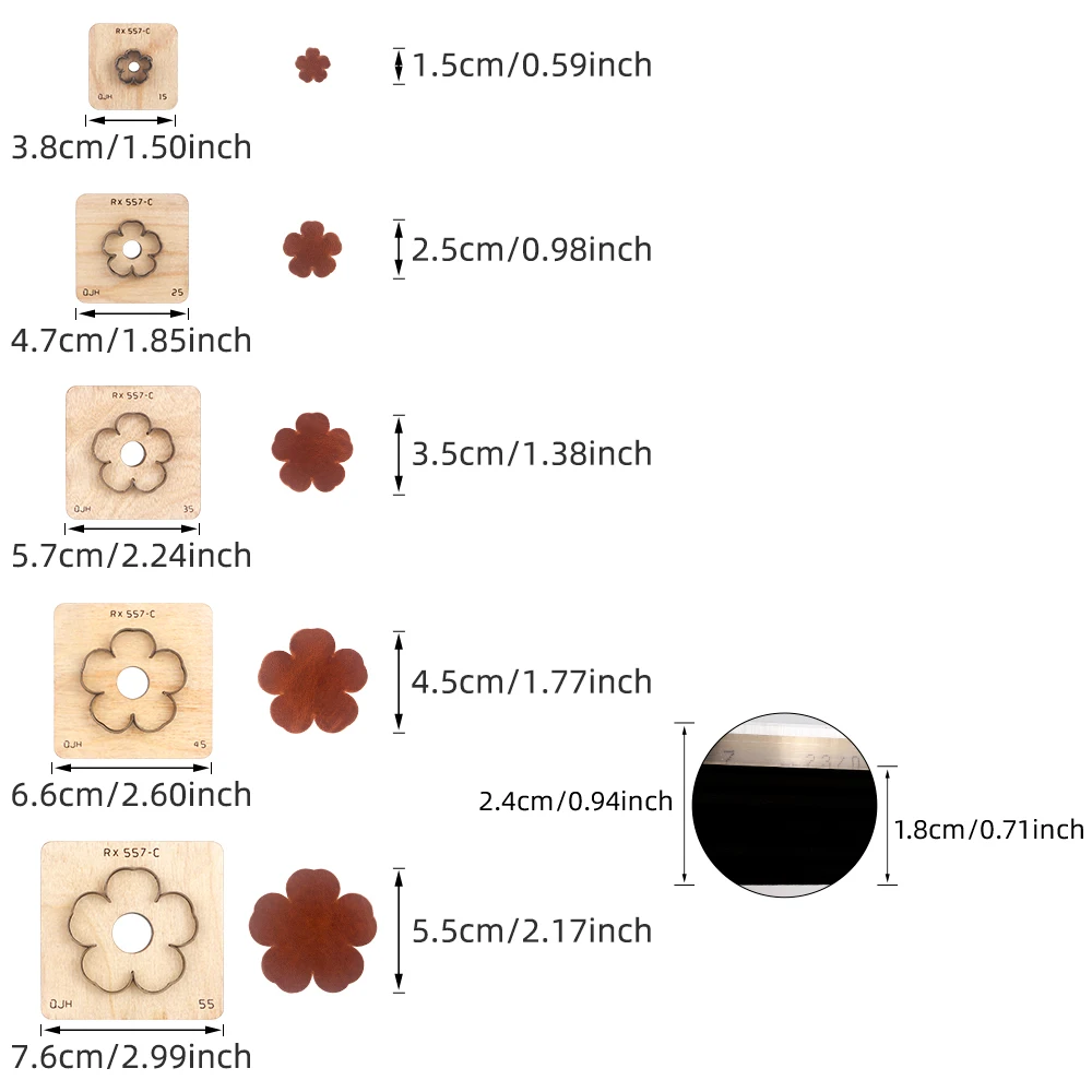 قطعة واحدة من قوالب القطع المصنوعة من الجلد الصناعي الدقيق - أداة قطع قوالب الزهور بخمسة بتلات، أداة حرفية حادة ومتينة لأعمال الجلد بنفسك #5