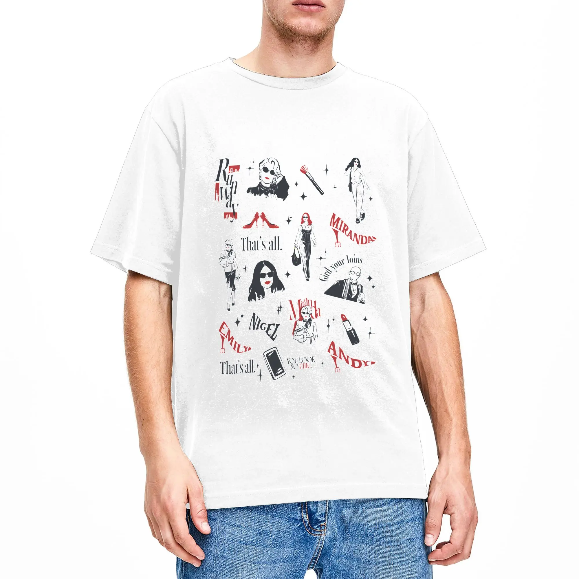 Casual T Shirt Summer The Devil Wears Pradad  2 Minimalistic Art Icons Collage Fashion T-Shirts  Pure Cotton Tshirt Short Sleeve