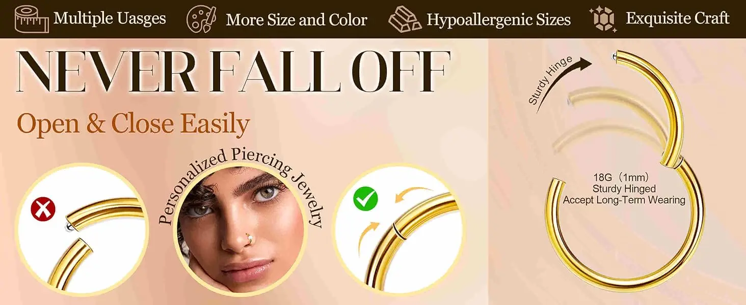 Drperfect Nasenring für Damen und Herren, doppelt geprägter CZ-Opal-Clicker-Septumring, 18G Chirurgenstahl, Knorpelpiercing-Schmuck. – Detail 2