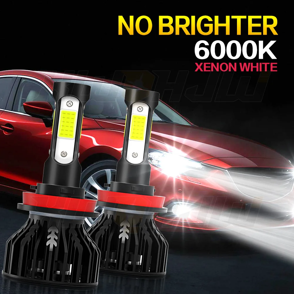 

XWQHJW 2PCS Car lights H11 Super Bright LED Headlights High Low Beam Fog Light Bulb White 6000K Minisize Car accsesories