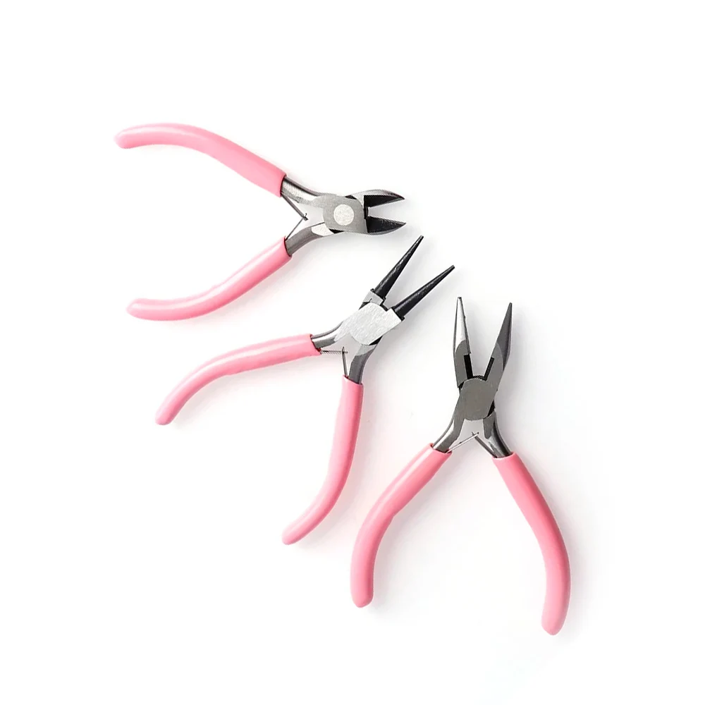 Stainless Steel Needle Nose Pliers Tweezers Jewelry Making Cutting Wire Needle Spoon DIY Crafts Handmade Tool Set LK-AA03
