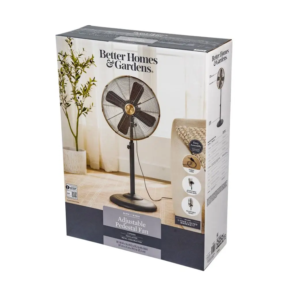 2 упаковки, винтажный вентилятор с металлической подставкой, 3-скоростной, качающийся, регулируемая высота, внутренний вентилятор на пьедестале, прочный, для домашнего офиса, мастерской