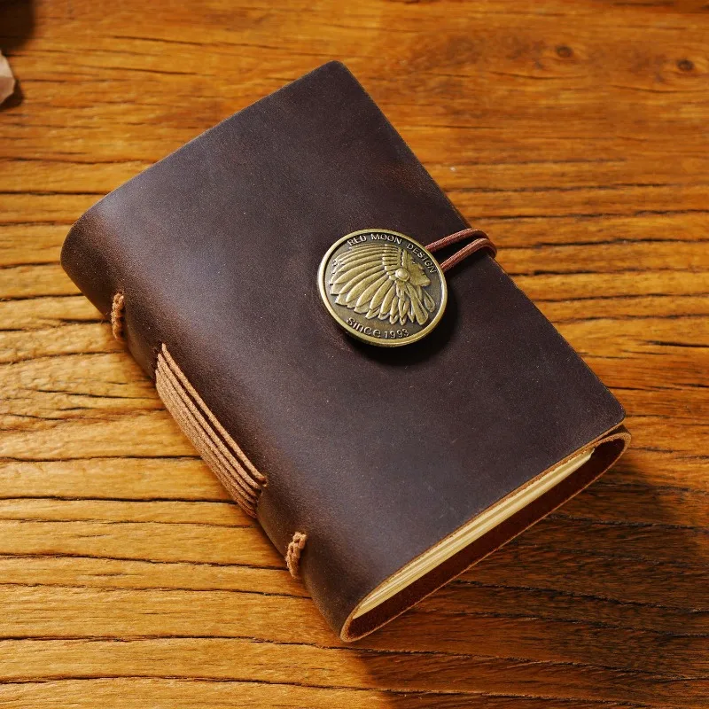 Mini Handmade Leather Traveler Notebook Vintage Pocket Journal Diary Sketchbook Unisex Portable Gift Memo Book Custom Engraving - view 6