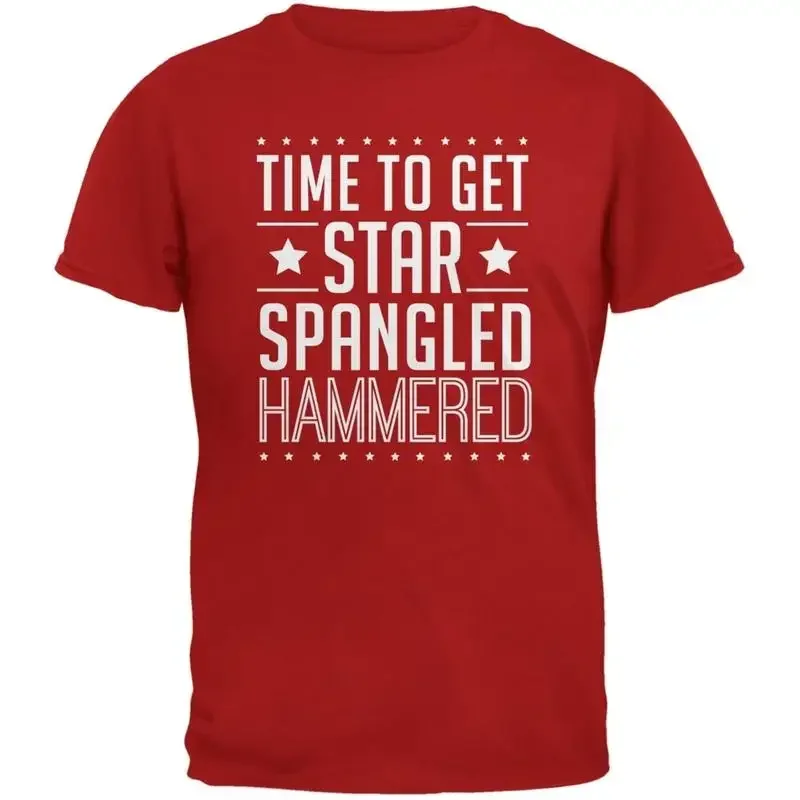Time to get Star Spangled Hammered Red Adult T Shirt