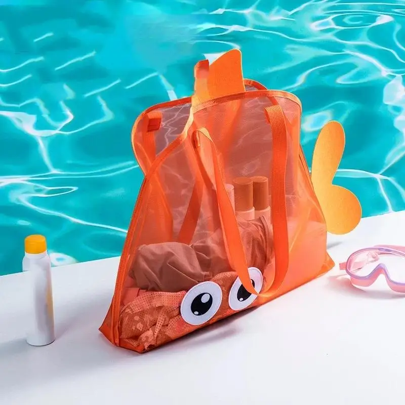 Cute Large Capacity Storage Bag Portable Foldable Mesh Sand Digging Toy Organizer Pouch For Beach Travel Outdoor Sports