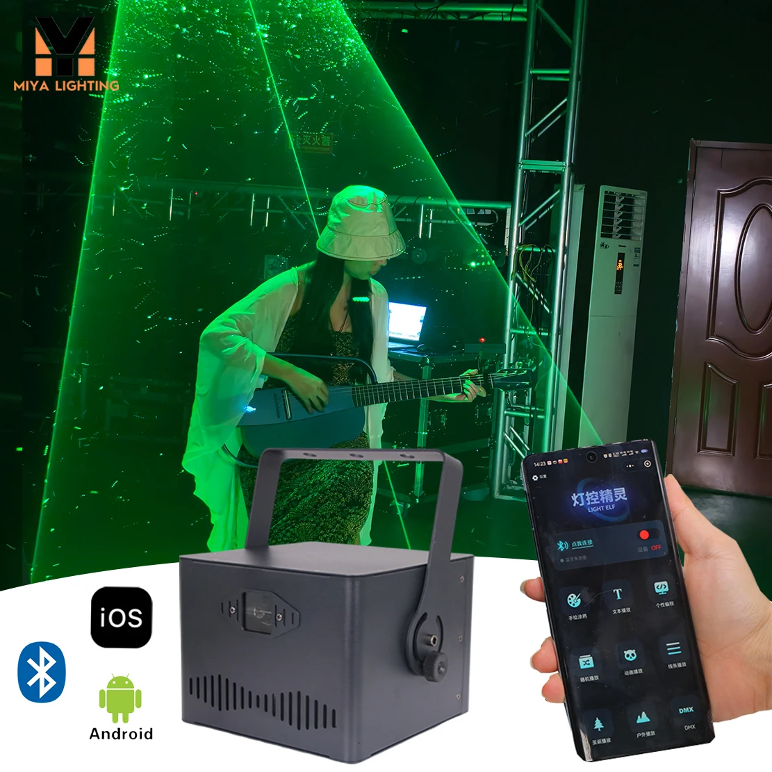 DJ Party 2W APP Control Bluetooth Party RGB Laser Light scanner Animation Gobos Words DMX Disco KTV Ballroom light