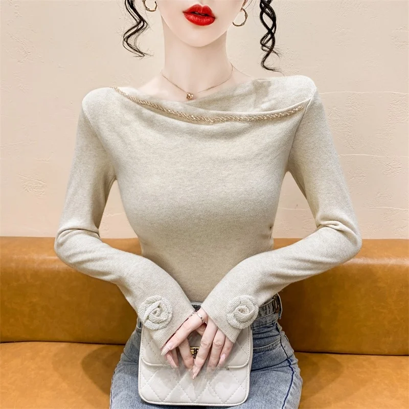 Top largo de punto Sve para mujer, ropa interior ajustada, capa Base, diseño de forro irt, Otoño Invierno, Ele Thinming
