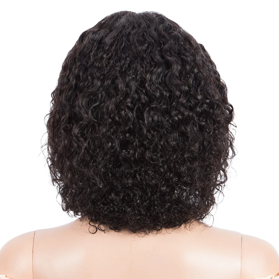 Perruque Bob Lace Wig brésilienne naturelle bouclée, cheveux courts, reflets blonds, ombré rouge, pour femmes