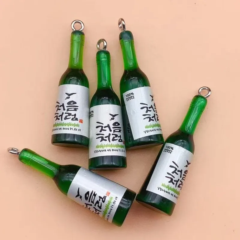 10pcs Mini Alcoholic Drink Bottle Resin Charms Popular Wine Bottles Pendant For Earring Keychain diy Cute Jewelry Making