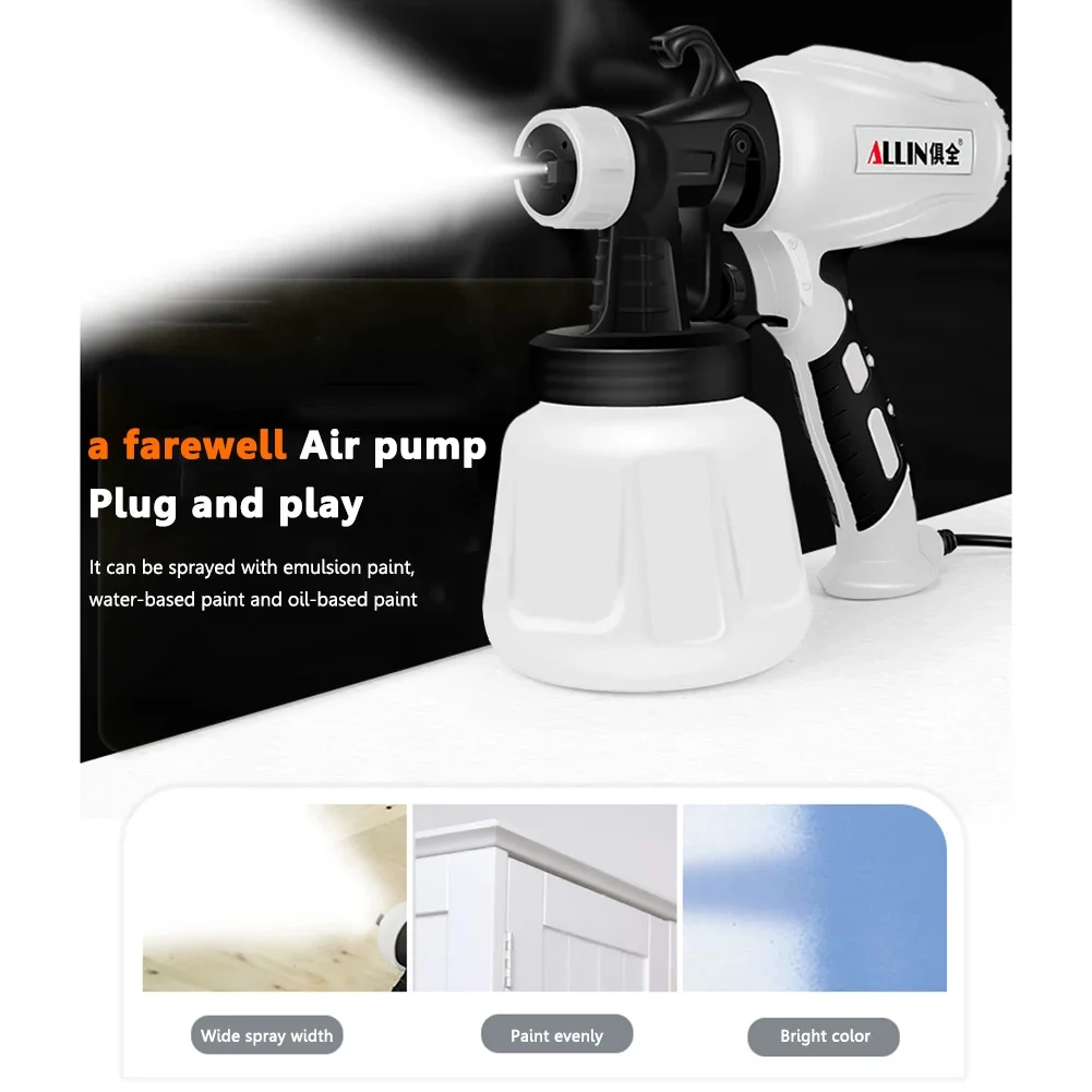 900ML Electric Spray Gun Portable 650/500W Cordless Paint Sprayer Auto Furniture Steel Coating Airbrush Tool Spraying Machine