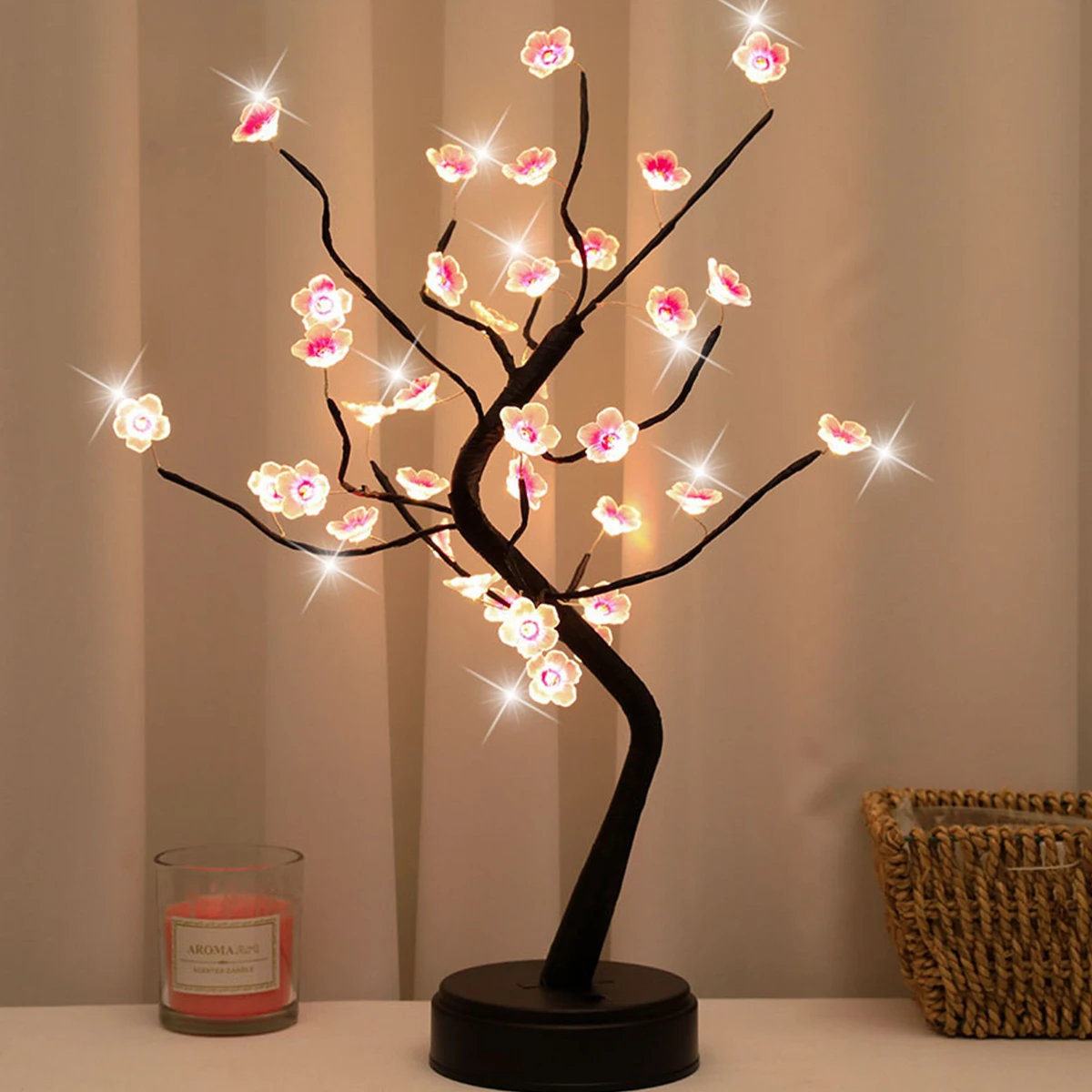 Cherry Blossom Tree Bonsai Light IP66 Waterproof LED Cherry Blossom Tree Tabletop Decoration USB Power Powered Valentine's Day