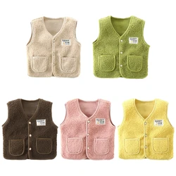 Fall Winter Children Boys Girls Polar Fleece Outerwear Vests Toddler Baby Boy Girl Sleeveless V Neck Warm Thick Kids Vest