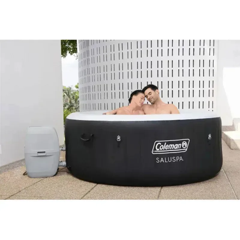 QAZ8-Coleman SaluSpa AirJet 2 to 4 Person Round Inflatable Hot Tub Portable Outdoor Spa with 60 Soothing AirJet and Insulated#R