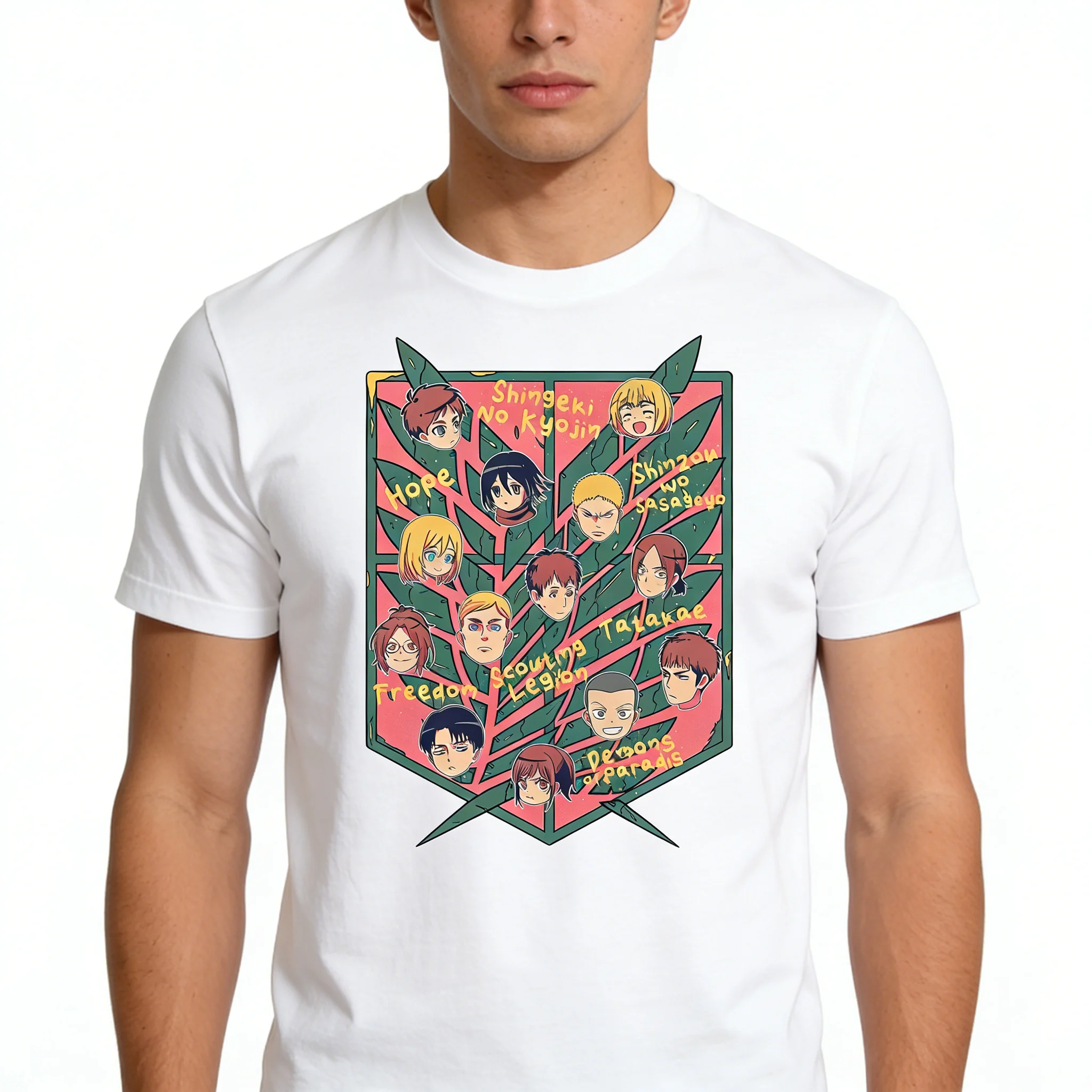 

Мужская футболка с принтом «Атака Титанов», белая, хлопковая, с эмблемой, символизирующей надежду и свободу, для повседневной носки, для отаку, для кампуса и дома