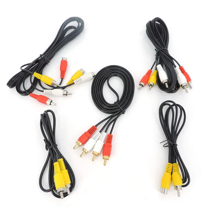 RCA Cable male to RCA female Jack Plug Stereo to 2RCA 3RCA Socket AV Adapter connector cord Audio Media Player K5