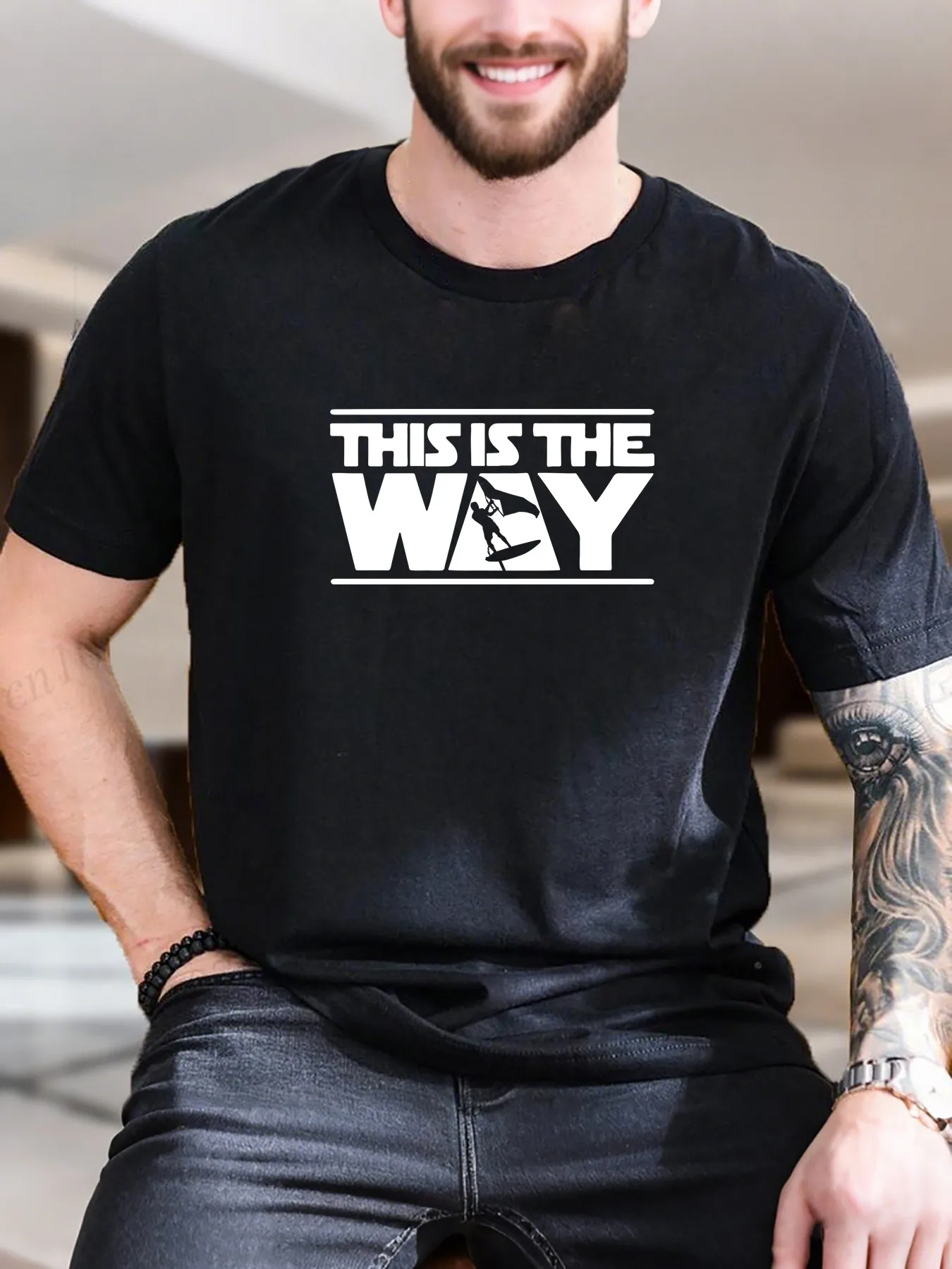 

New Arrival Fashion Men's Surfing Print T-Shirt 100% Cotton Breathable Tee with Beach Wave Design Comfortable Casual Wear for Summer