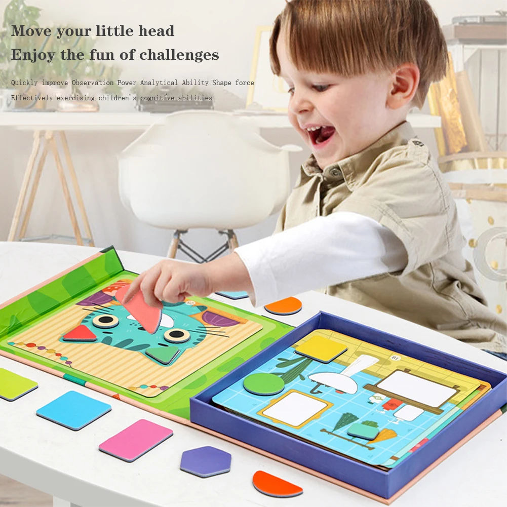 Magnets Jigsaw For Kids Matching Puzzle Game Geometric Shape Educational Toys Gift For Children Christmas Birthday