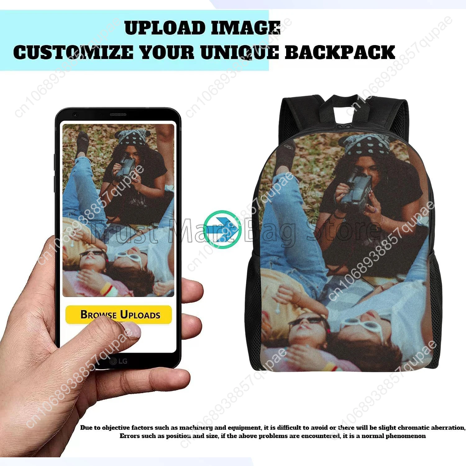 Custom Backpack Personalized Laptop Backpack for Women Men Customized Casual Daypack Add Your Logo Picture Photo Image Text Name