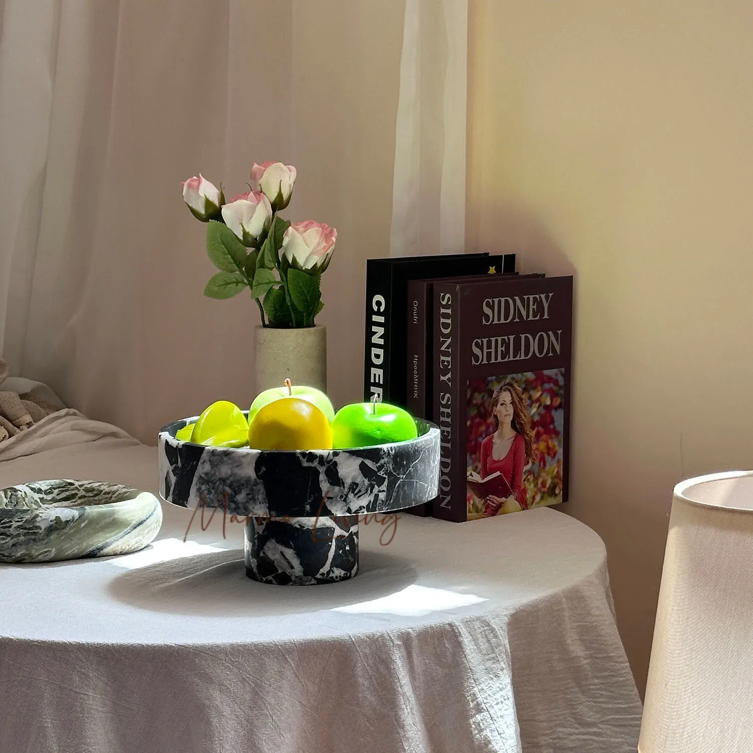 

High End Real Marble Fruit Bowl Wabi Sabi Style Natural Marble Fruit Plate Home Decor