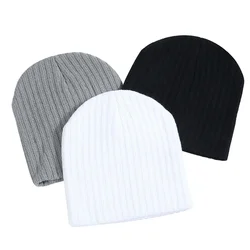 Solid Color Crimping Skullies Beanies Keep Warm Unisex Hip Hop Black White Gray Winter Korean Men Beanie Women Knitted Hat