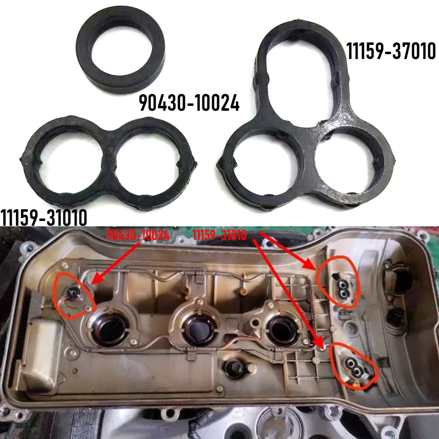 Wooeight 1Set Camshaft Bearing Cap Oil Hole Gasket Rubber Sealing Ring For Toyota Lexus ES 90430-10024/11159-31010/11159-37010