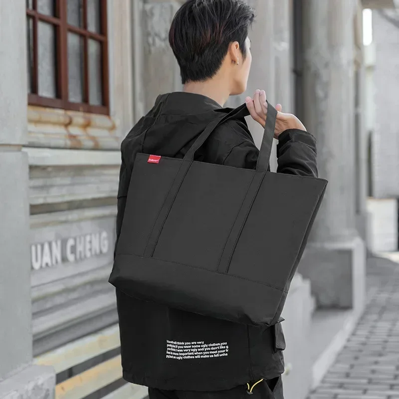 Japanese Style Men's Hanbags Casual Canvas Top-Handle Bags Men Totes Shopping Bag Waterproof Handbag Large Capacity Hand Bags 가방 view 3