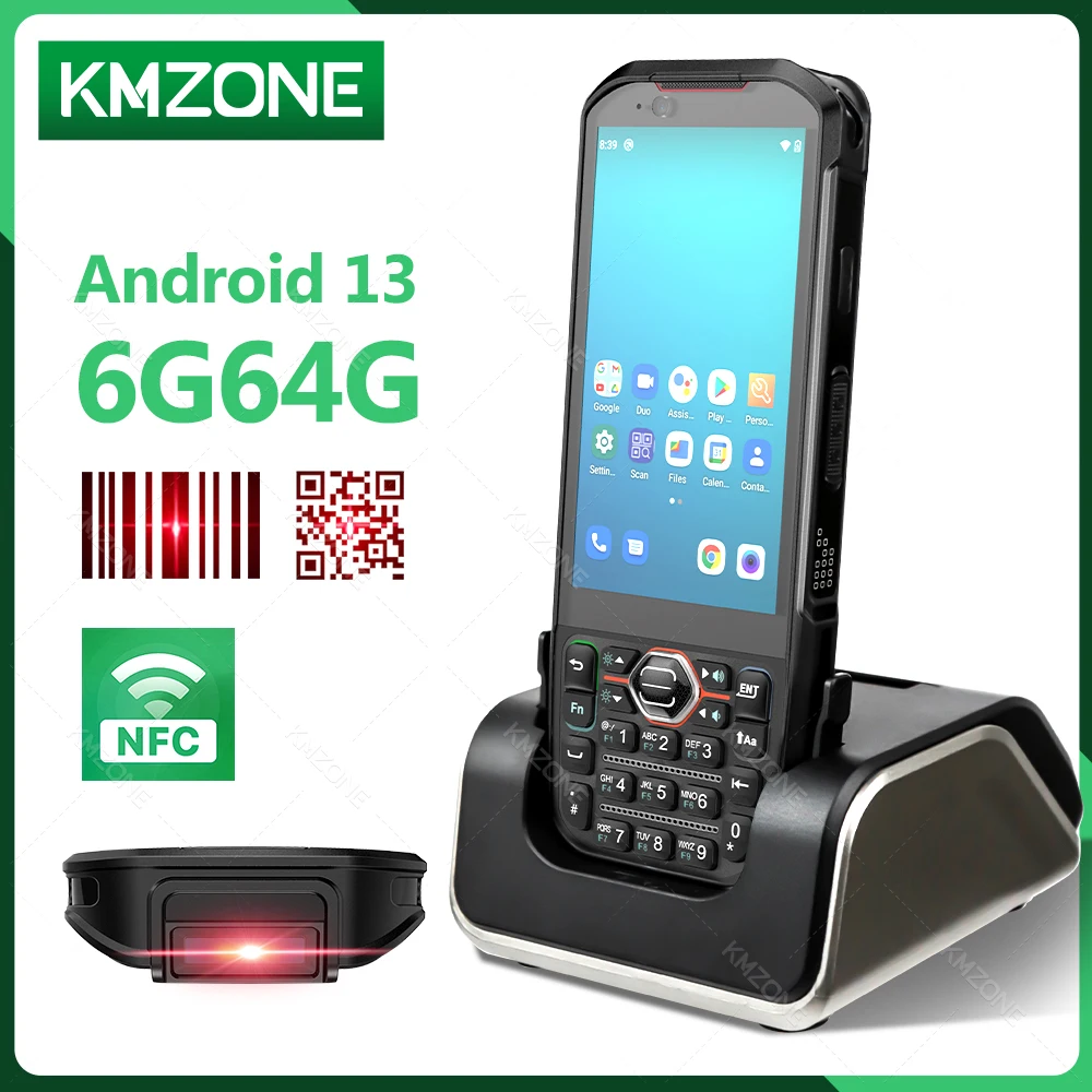 6G64G Handheld PDA Terminal Android 13 6G RAM PDA 2D Barcode Scanner IP66 Waterproof Google Rugged PDA NFC Wifi Support