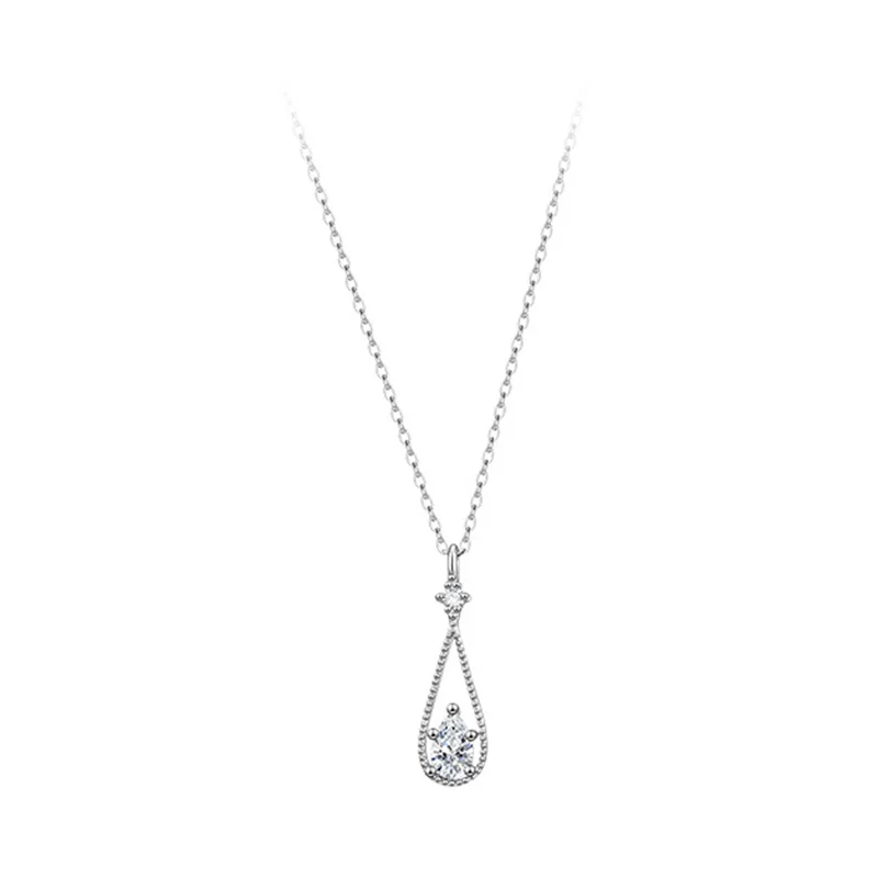 

Water Drop Necklaces Cubic Zirconia Aesthetic Clavicular Chain 925 Silver Elegant Woman Y2K Accesories Gift Female Fashion 2023