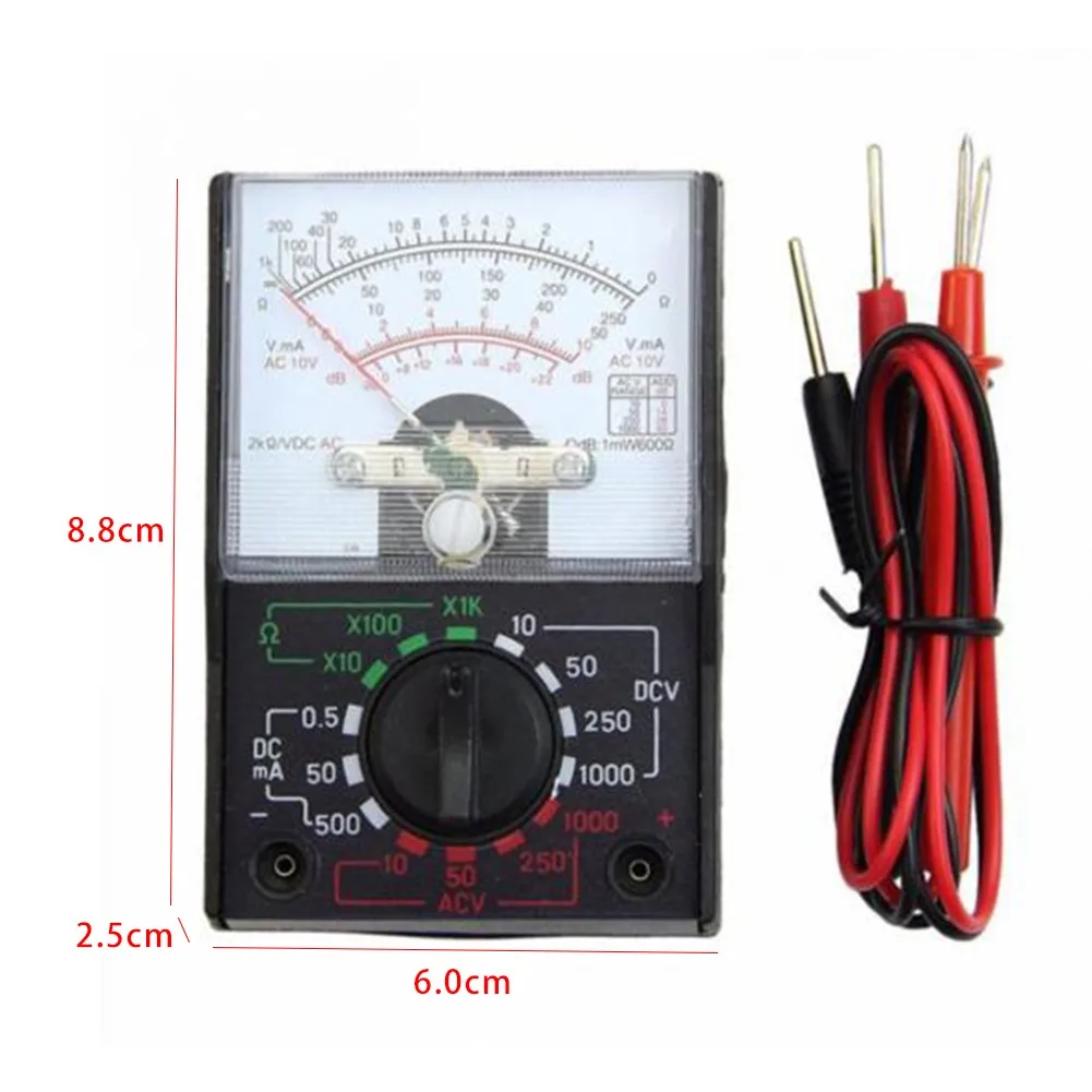 

1PCS DC/AC 1000V Voltmeter 250mA Ammeter 1KΩ Resistance Meter Analog Multimeter With Test Pen For Electronic Engineer MF-110A