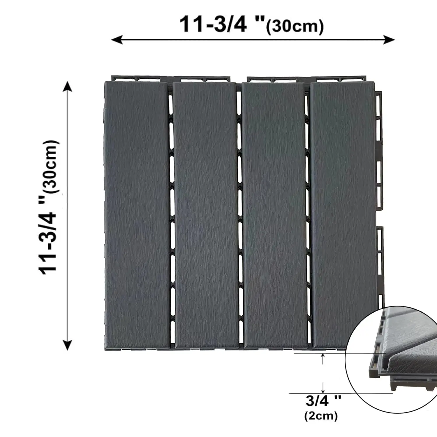 36 Sq. Ft Plastic Interlocking Deck Tiles, 36 Pack,12