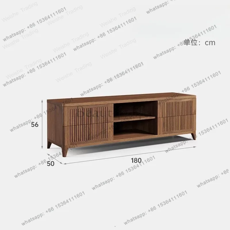 LJY Italian simple solid wood TV cabinet black walnut cabinet