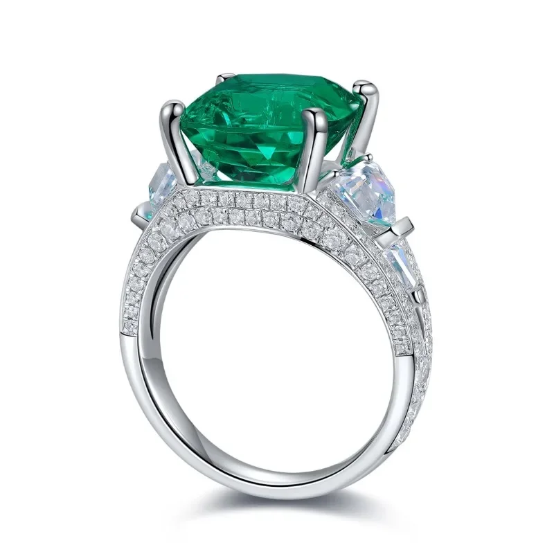 Pirmiana Classic S925 Silver 5.42ct Lab Grown Emerald Engagement ring for Women